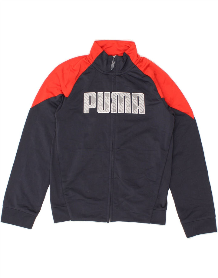 PUMA Boys Tracksuit Top Jacket 9-10 Years Medium  Navy Blue Colourblock Vintage Puma and Second-Hand Puma from Messina Hembry 