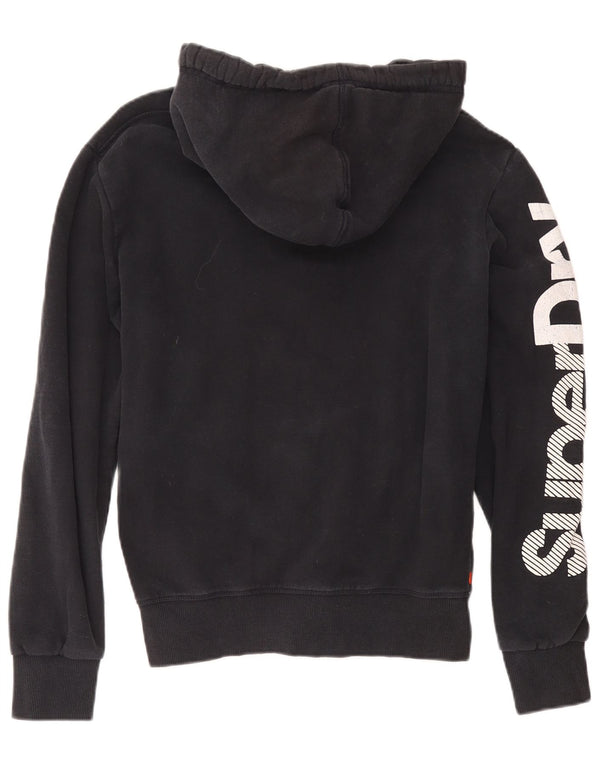 Superdry Damen-Kapuzenpullover mit grafischem Reißverschluss, UK 16, Größe L, Schwarz, Baumwolle