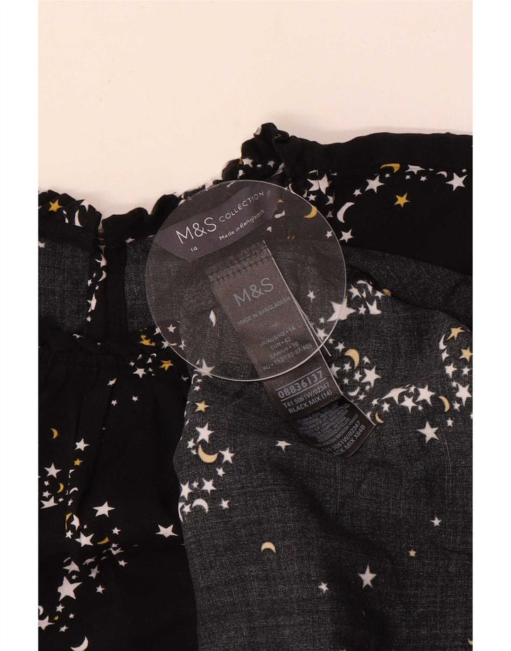 Marks & Spencer Damen-Blusenoberteil mit abstraktem Muster, Gr. 14, Schwarz