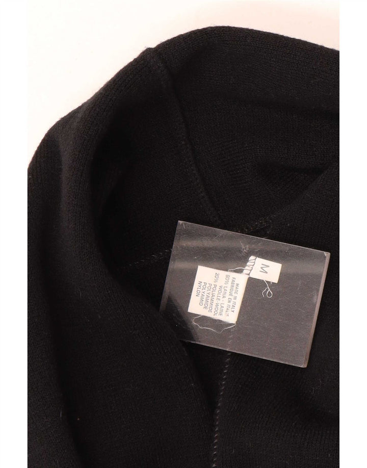 Vintage Damen Oversized Cardigan Pullover UK 14 Mittelschwarze Wolle
