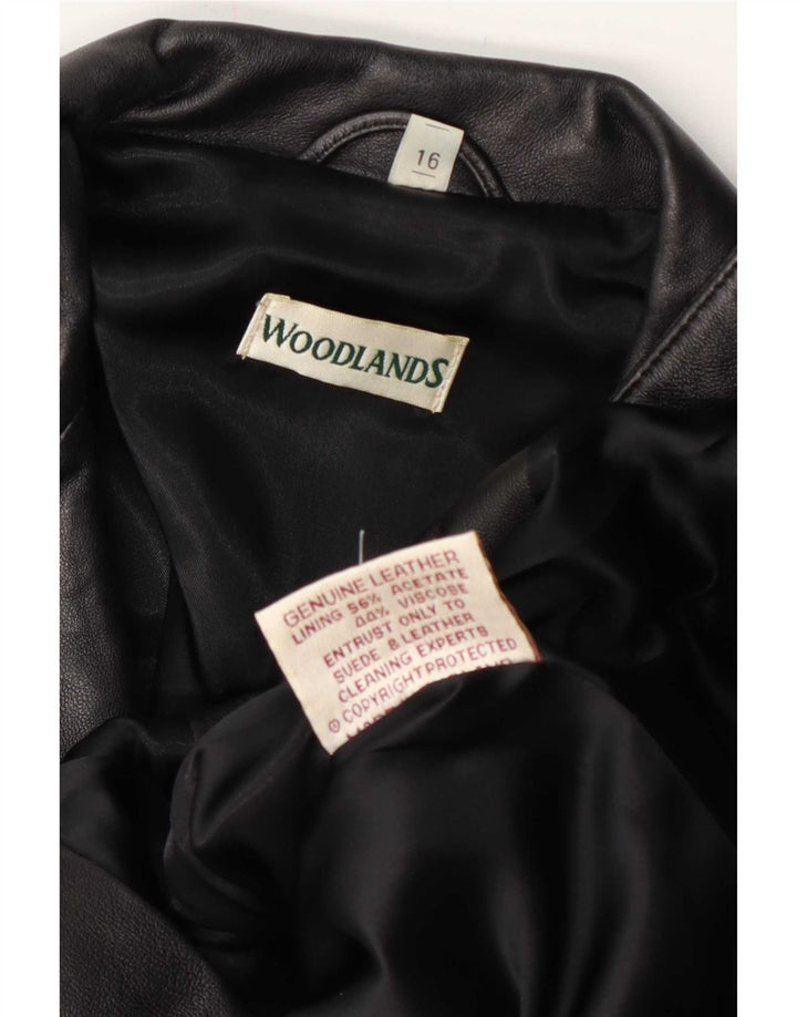 Sardar Damen Woodlands Lederblazerjacke UK 16 Large Schwarz