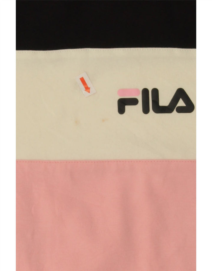 FILA Womens Graphic T-Shirt Top UK 14 Medium Multicoloured Colourblock Vintage Fila and Second-Hand Fila from Messina Hembry 