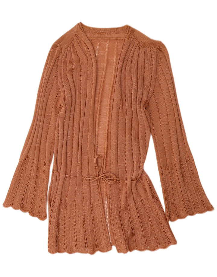 Vintage Damen Wickel-Cardigan-Pullover IT 44 Mittelbraunes Acryl