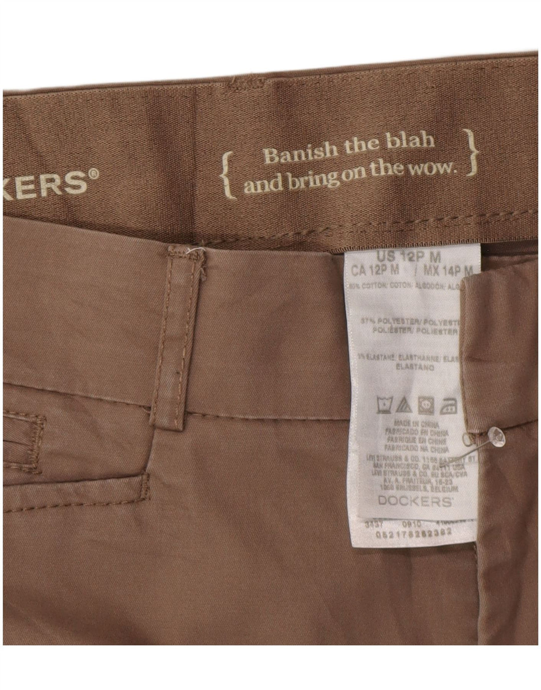 DOCKERS Gerade Freizeithose für Damen, US 12, Größe L, W32, L28, Braun