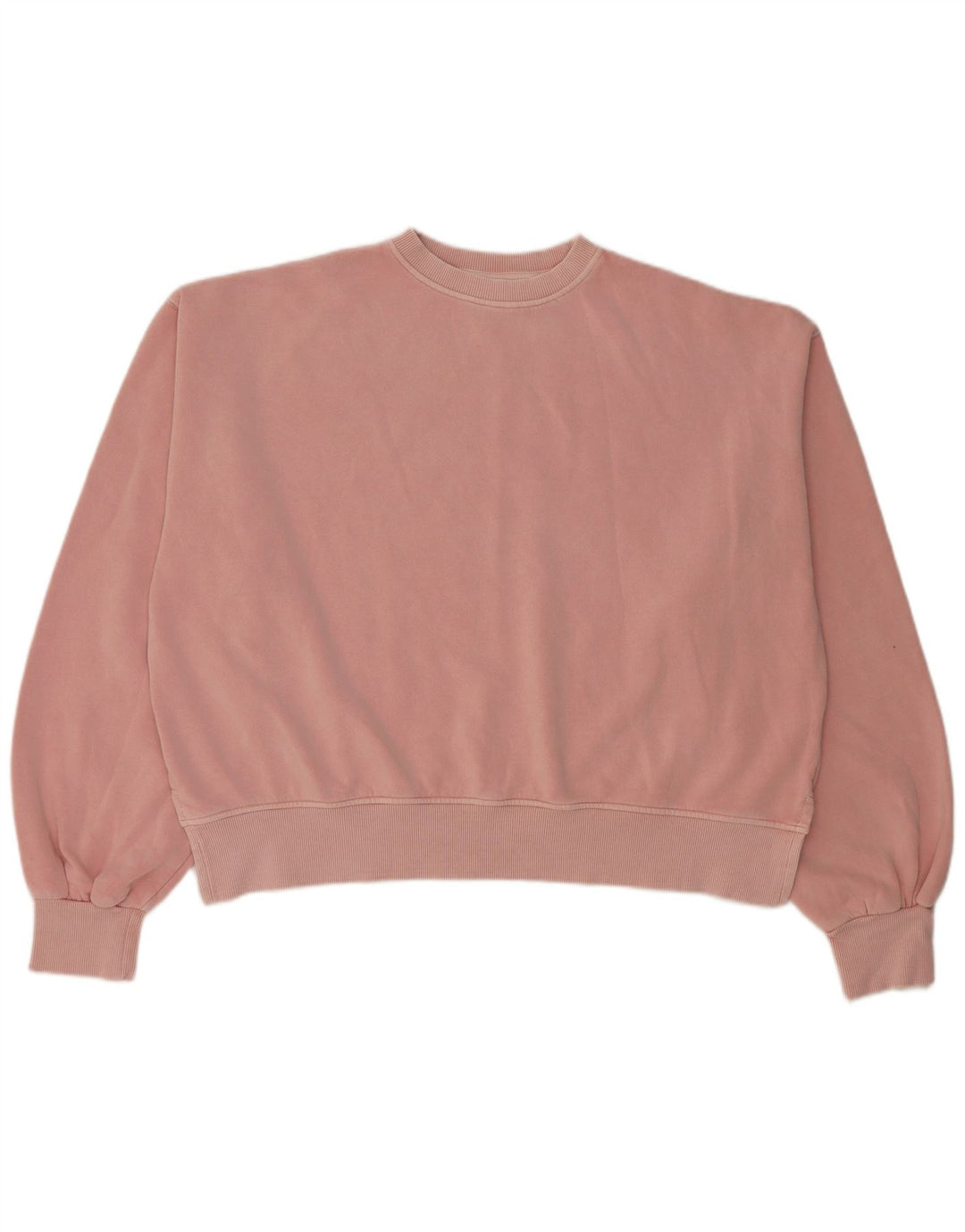 Reebok Damen Crop Oversized Sweatshirt Pullover UK 14 Mittelrosa Baumwolle