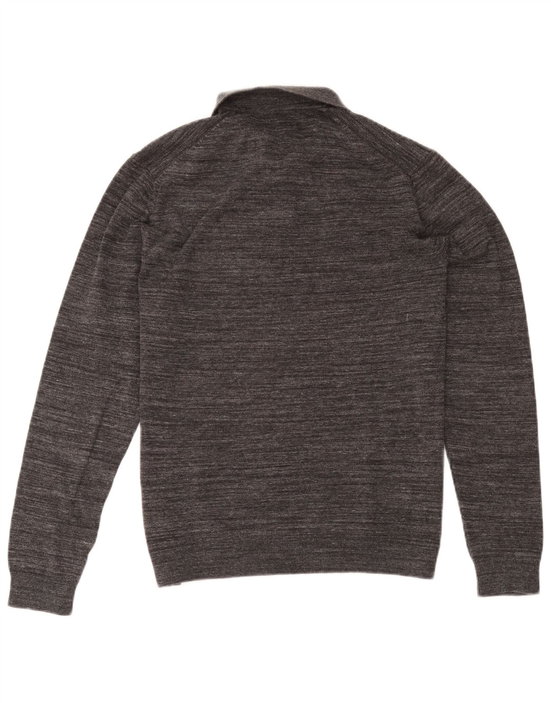 Marks & Spencer Herren-Polo-Pullover aus mittelgrau gesprenkelter Baumwolle