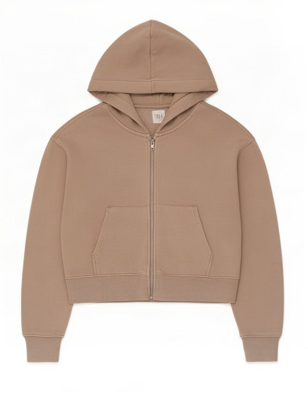 Zara Crop Zip Hoodie-Pullover für Mädchen, 13–14 Jahre, beige Baumwolle