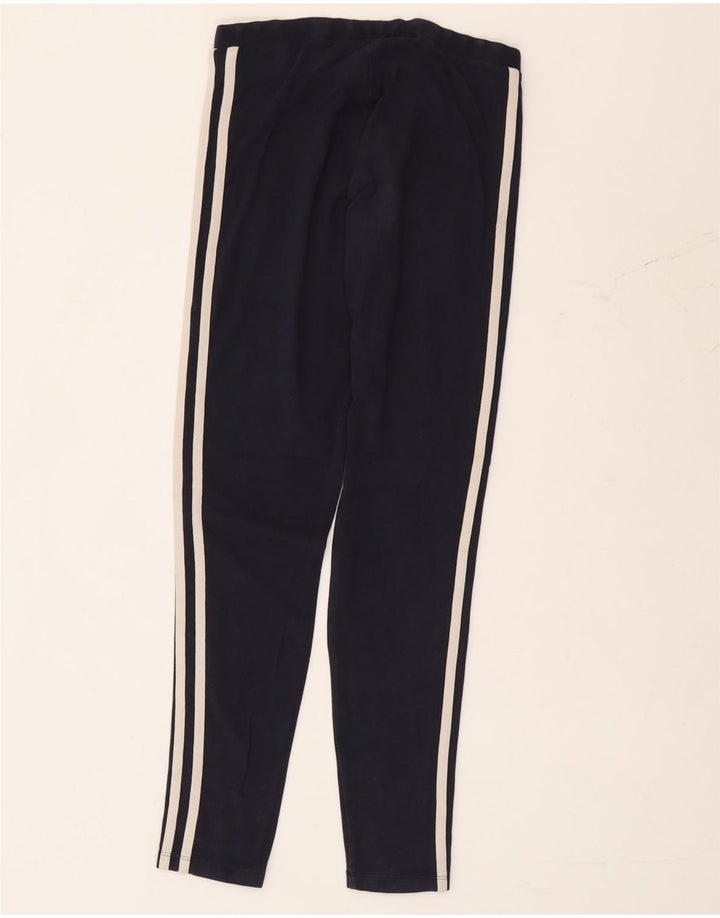 Adidas Damen Leggings UK 8 Small Marineblau Baumwolle