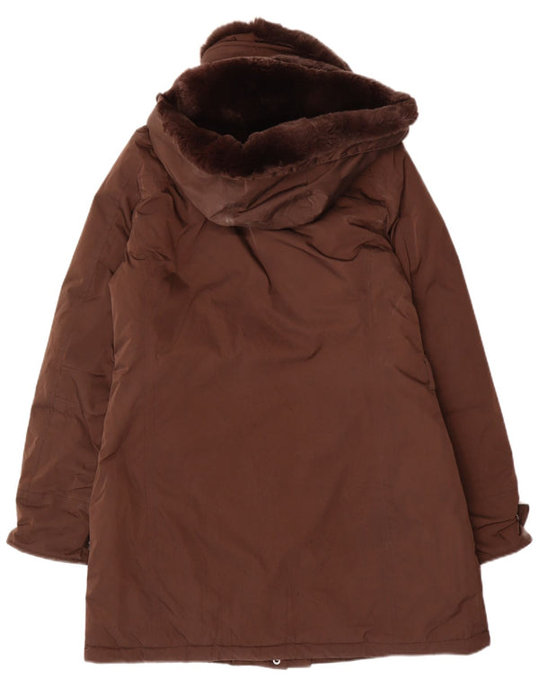 Woolrich Damen-Parkajacke mit Kapuze, UK 14, Mittelbraun, Polyester