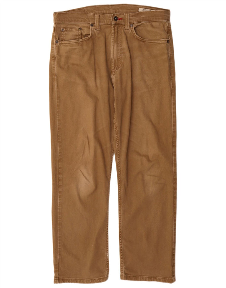 Marks & Spencer Herren Regular Straight Jeans W32 L29 Beige Baumwolle