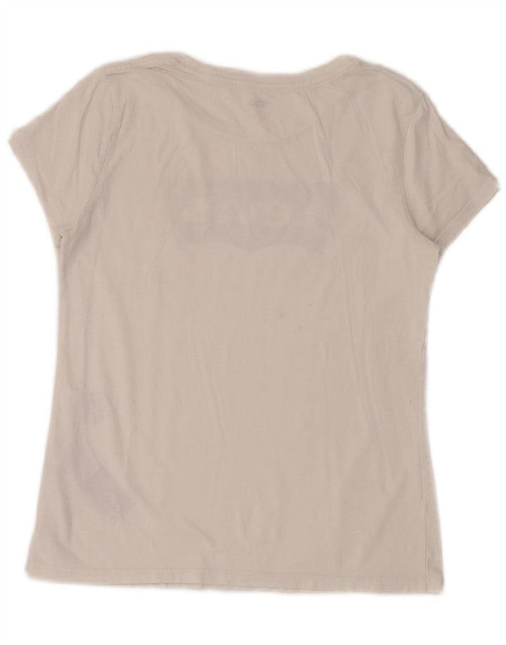 Levi's Womens Graphic T-Shirt Top UK 14 Mittelweiße Baumwolle