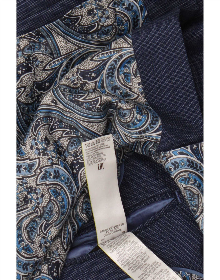 Marks & Spencer Herren-Blazer mit 2 Knöpfen, UK 38, mittelblaue Wolle