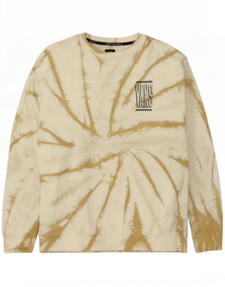 Vans Herren-Sweatshirt mit Grafik, groß, cremefarbene Batik-Baumwolle