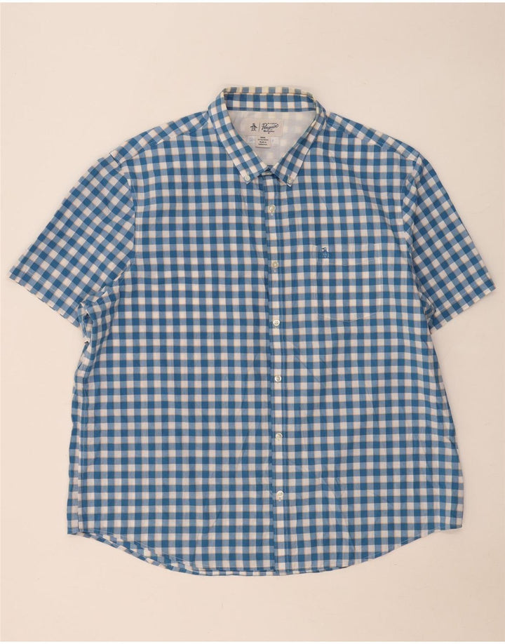 Penguin Herren Kurzarmhemd 3XL Blau Gingham