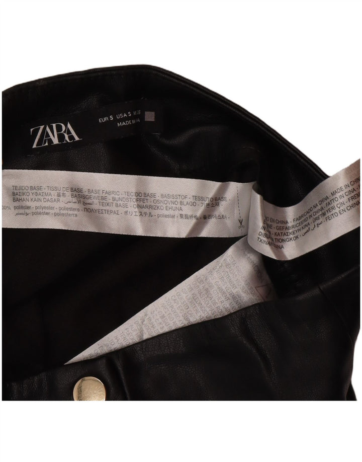 Zara Damen-Minirock aus Kunstleder, Größe S, W26, Schwarz, Polyester