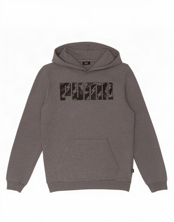 Puma Jungen Graphic Hoodie Pullover 13–14 Jahre graue Baumwolle