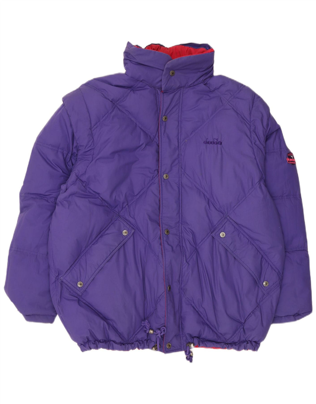 DIADORA Herren Übergroße wendbare wattierte Jacke UK 42 XL Rot Polyester