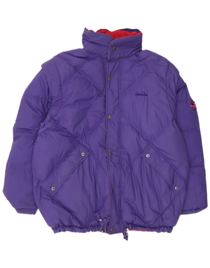 DIADORA Herren Übergroße wendbare wattierte Jacke UK 42 XL Rot Polyester