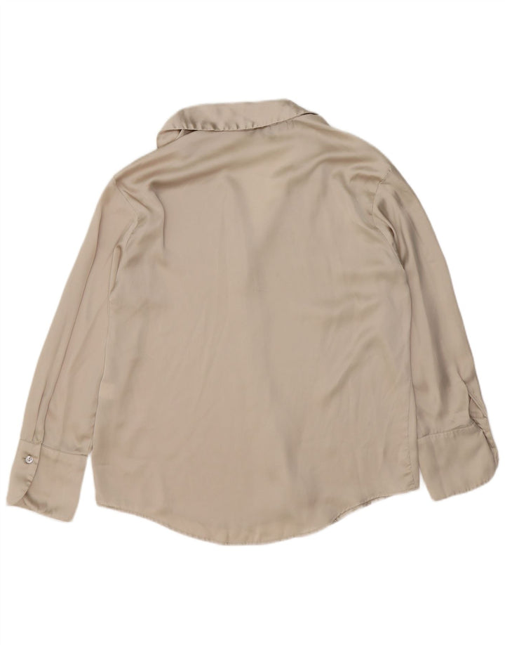 ZARA Womens Oversized Shirt Blouse UK 10 Small Beige Polyester