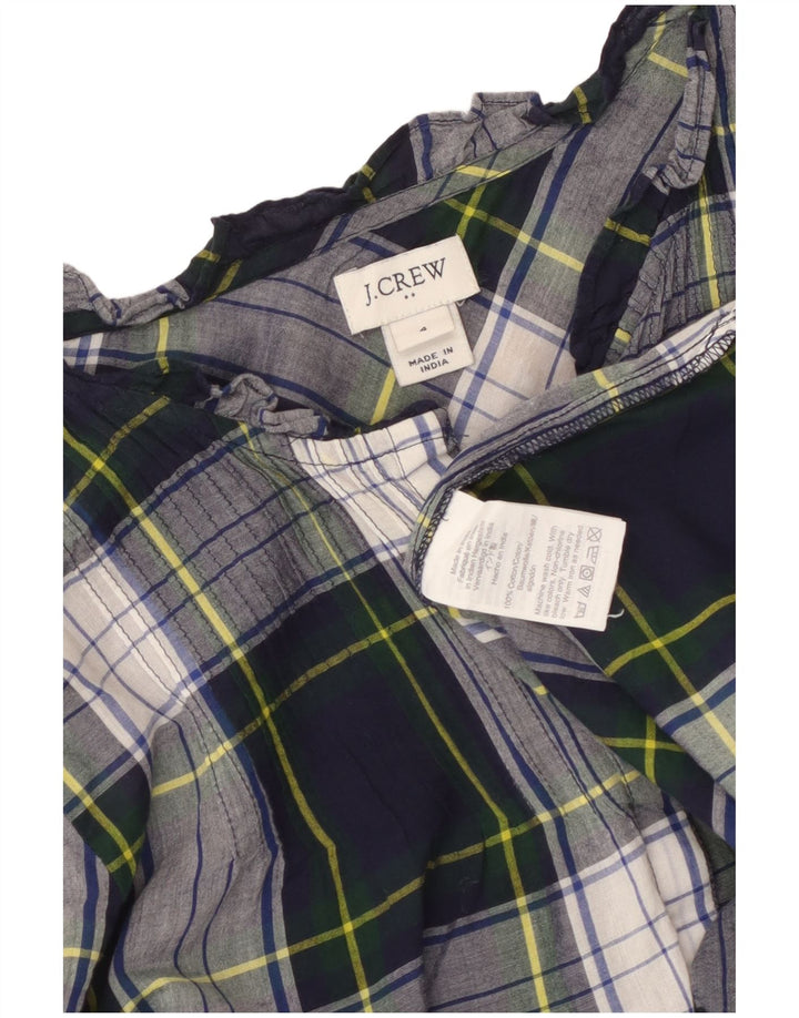 J. CREW Damen Pullover-Hemdbluse US 4 Small Marineblau kariert Baumwolle