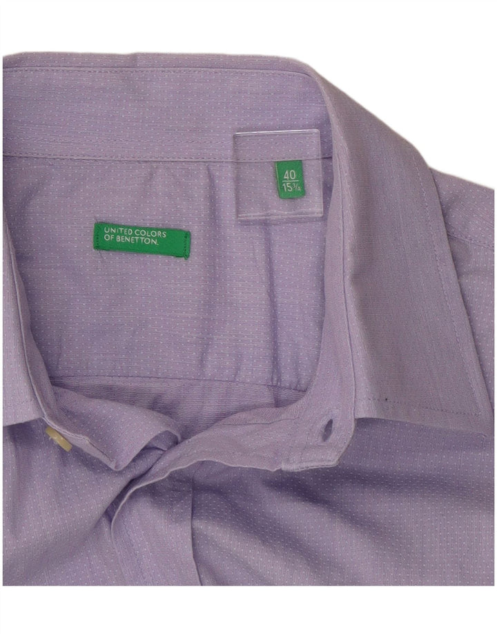 BENETTON Herrenhemd Größe 40 15 3/4 Medium Purple Spotted