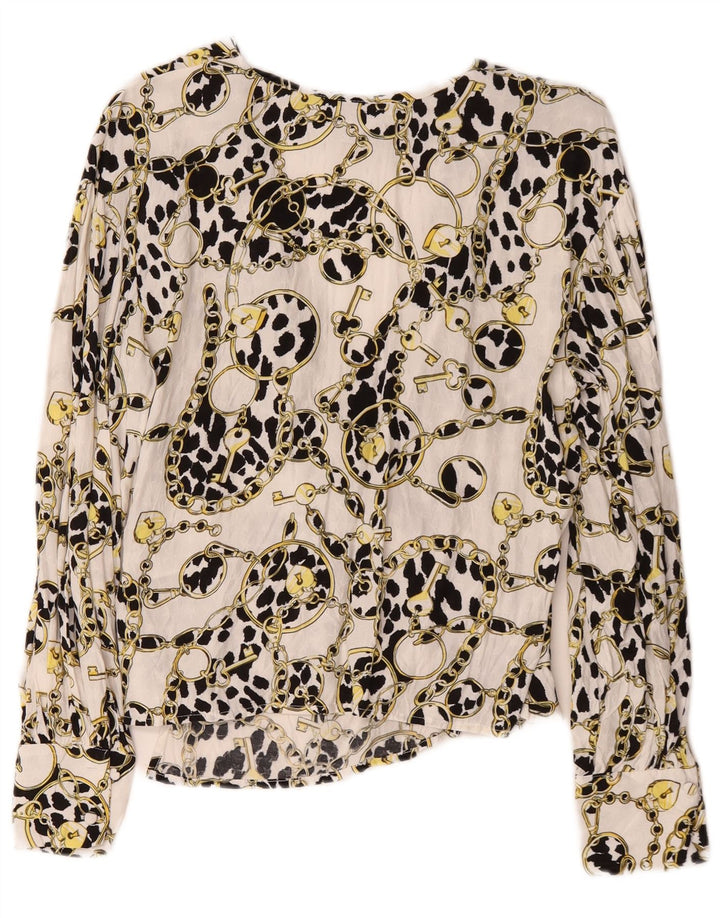 Topshop Damen-Cardigan in Übergröße mit abstraktem Muster in Wickeloptik, UK 6, XS, Weiß