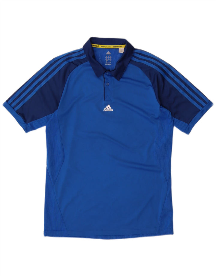 ADIDAS Herren Climacool Poloshirt, kleines blaues Farbblock-Polyester