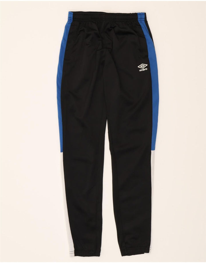 UMBRO Boys Tracksuit Trousers 13-14 Years  Black Colourblock Polyester Vintage Umbro and Second-Hand Umbro from Messina Hembry 