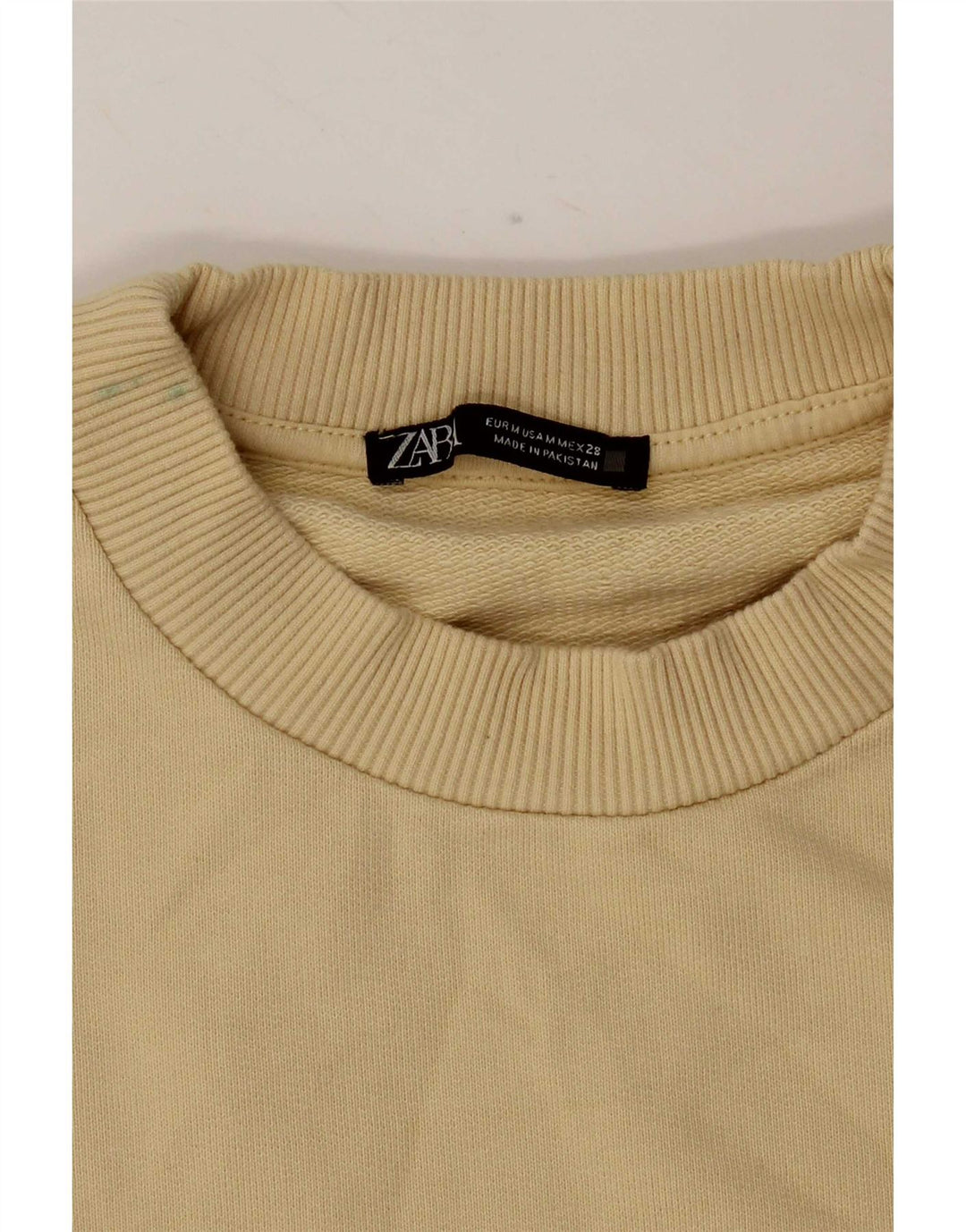 Zara Damen Sweatshirt-Pullover UK 14 Mittelgelbe Baumwolle