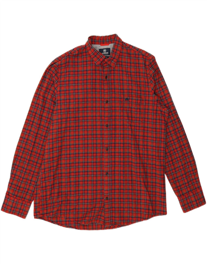 LERROS Mens Flannel Shirt XL Red Check Cotton Vintage Lerros and Second-Hand Lerros from Messina Hembry 
