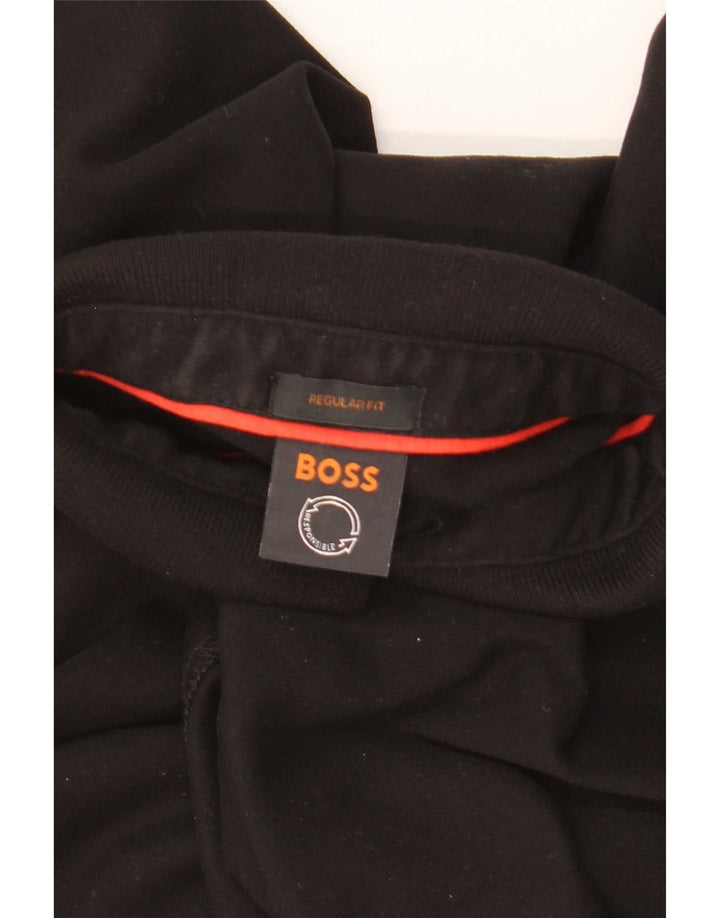 Hugo Boss Herren-Langarm-Poloshirt mit normaler Passform, mittelschwarze Baumwolle