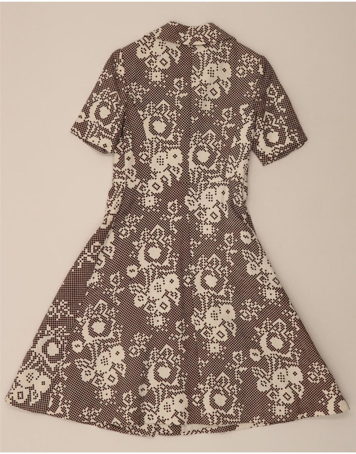 VINTAGE Womens A-Line Dress UK 12 Medium Brown Geometric Vintage Vintage and Second-Hand Vintage from Messina Hembry 