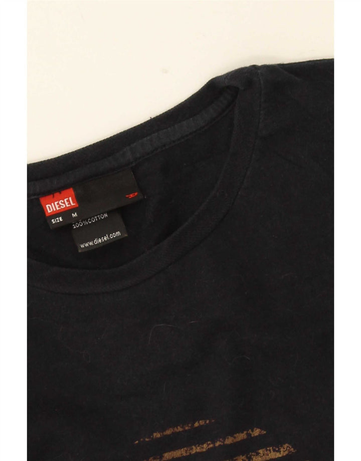 Diesel Herren Graphic Top Langarm Mittelschwarz Baumwolle