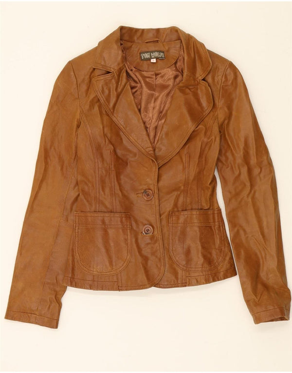 TOM WOLFE Womens Leather Jacket US 6 Medium Brown Leather