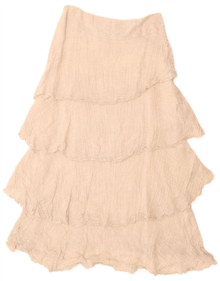 VINTAGE Stufenrock mit hoher Taille für Damen W28 Mittelbeige