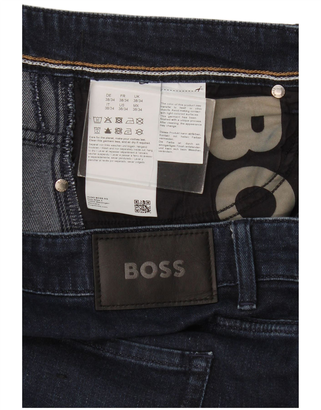 Hugo Boss Herren Slim Jeans W38 L34 Marineblaue Baumwolle