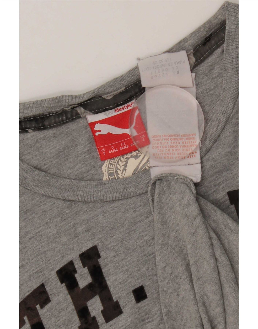 Puma Herren Grafik T-Shirt Top Small Grau Baumwolle