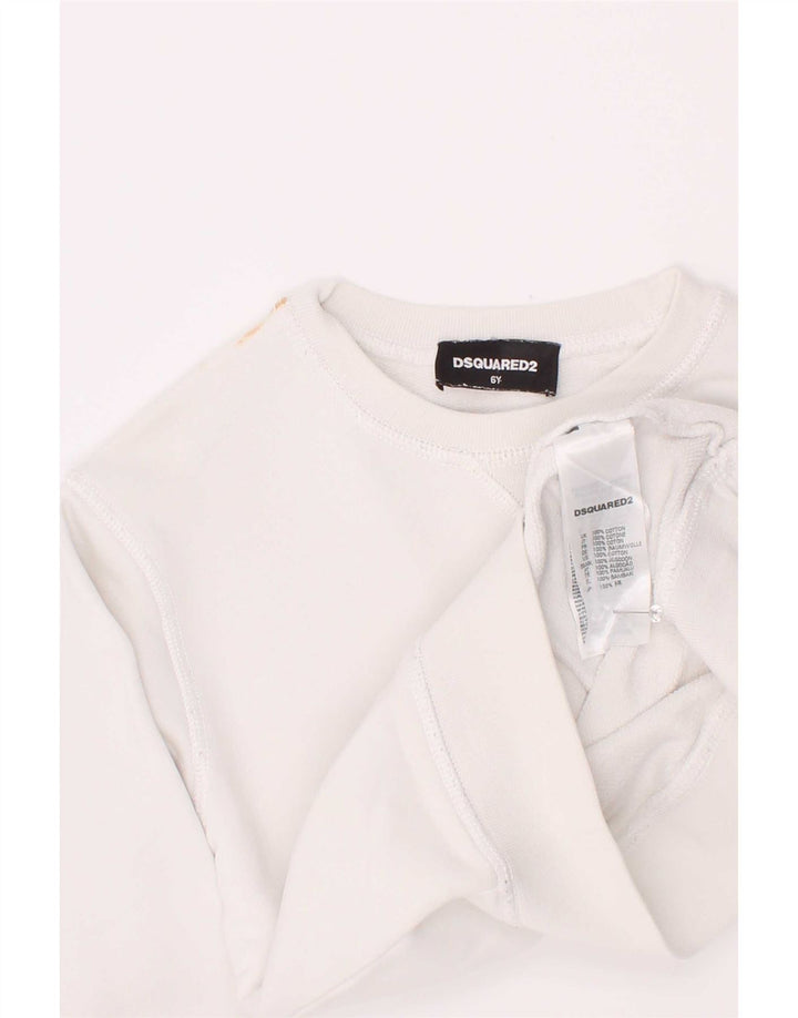 Dsquared2 Sweatshirt-Pullover mit Grafik für Mädchen, 5–6 Jahre, weiße Baumwolle