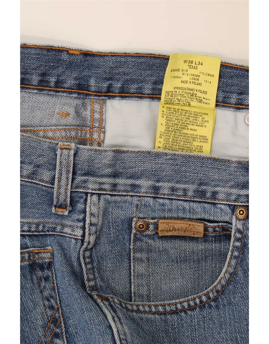 Wrangler Herren Texas Straight Jeans W38 L34 Blaue Baumwolle