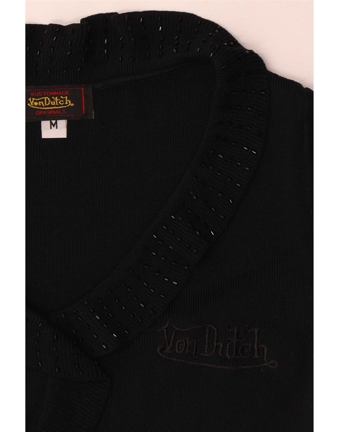 Von Dutch Damen-Blusenoberteil UK 12 Mittelschwarze Mikrofasern