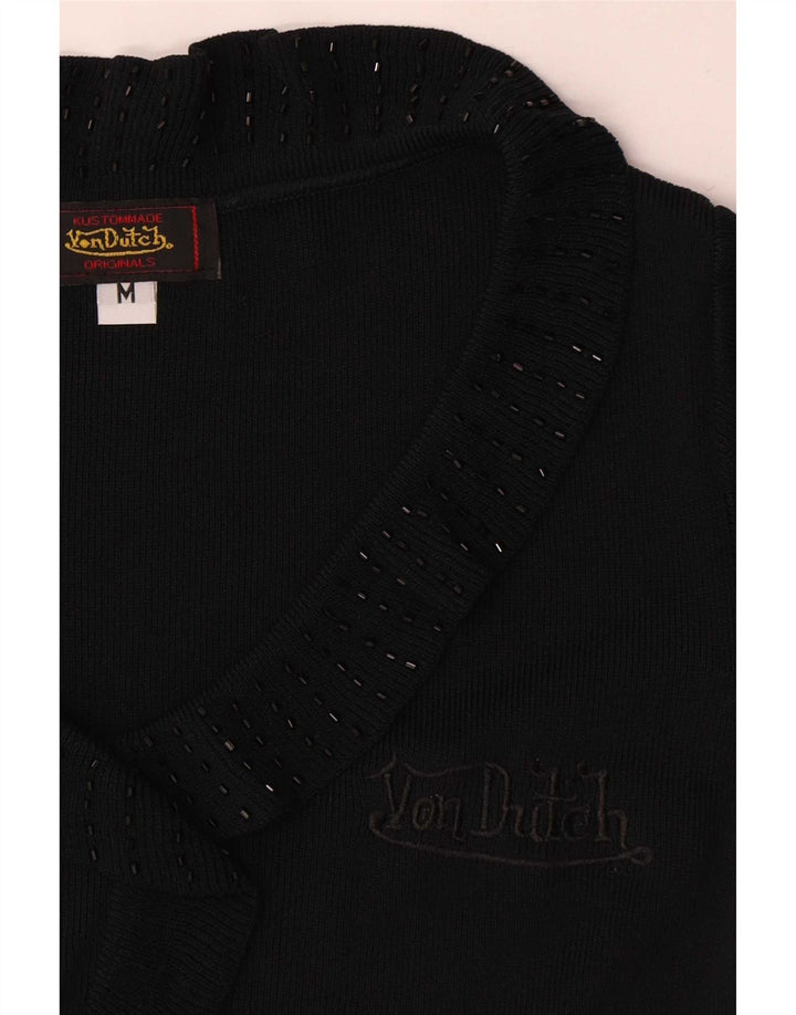 Von Dutch Damen-Blusenoberteil UK 12 Mittelschwarze Mikrofasern
