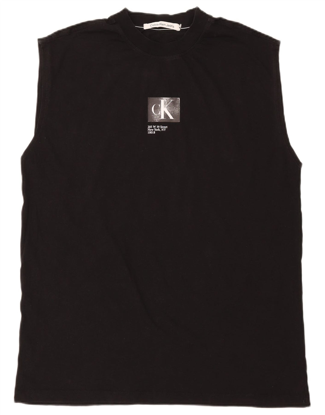 Calvin Klein Jeans Herren Grafik-Weste-Top aus mittelschwarzer Baumwolle