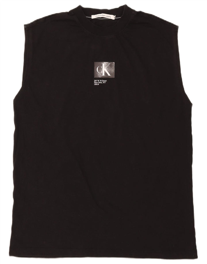 Calvin Klein Jeans Herren Grafik-Weste-Top aus mittelschwarzer Baumwolle