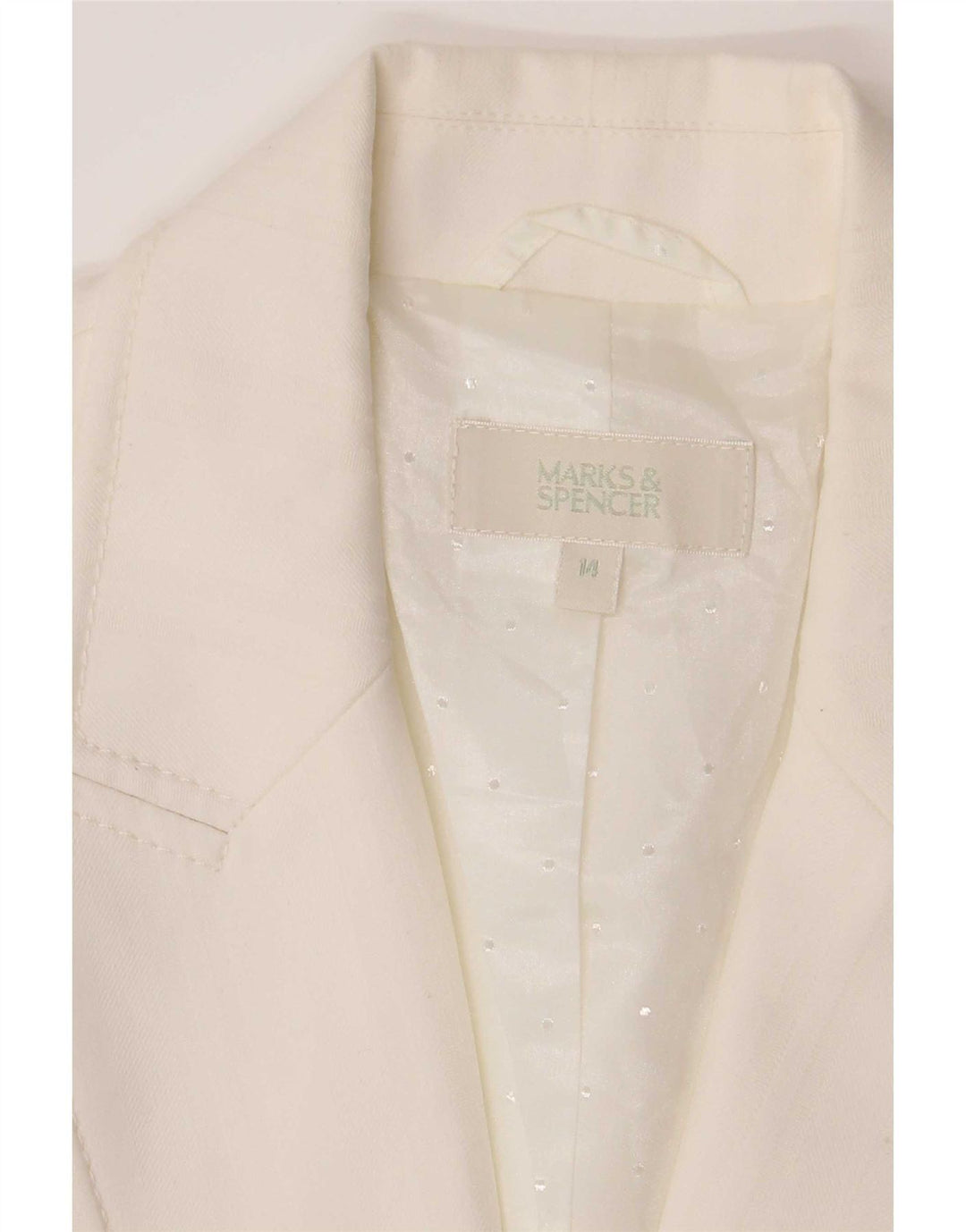 Marks & Spencer Damen-Blazerjacke mit 2 Knöpfen, UK 14, Mittelweiß, Polyester