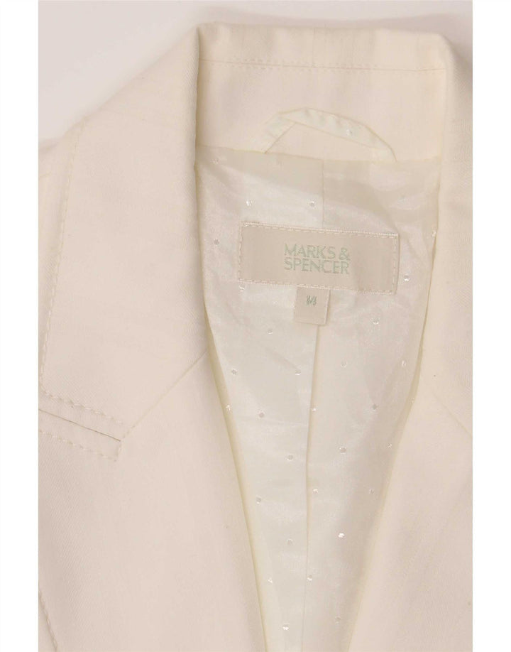 Marks & Spencer Damen-Blazerjacke mit 2 Knöpfen, UK 14, Mittelweiß, Polyester