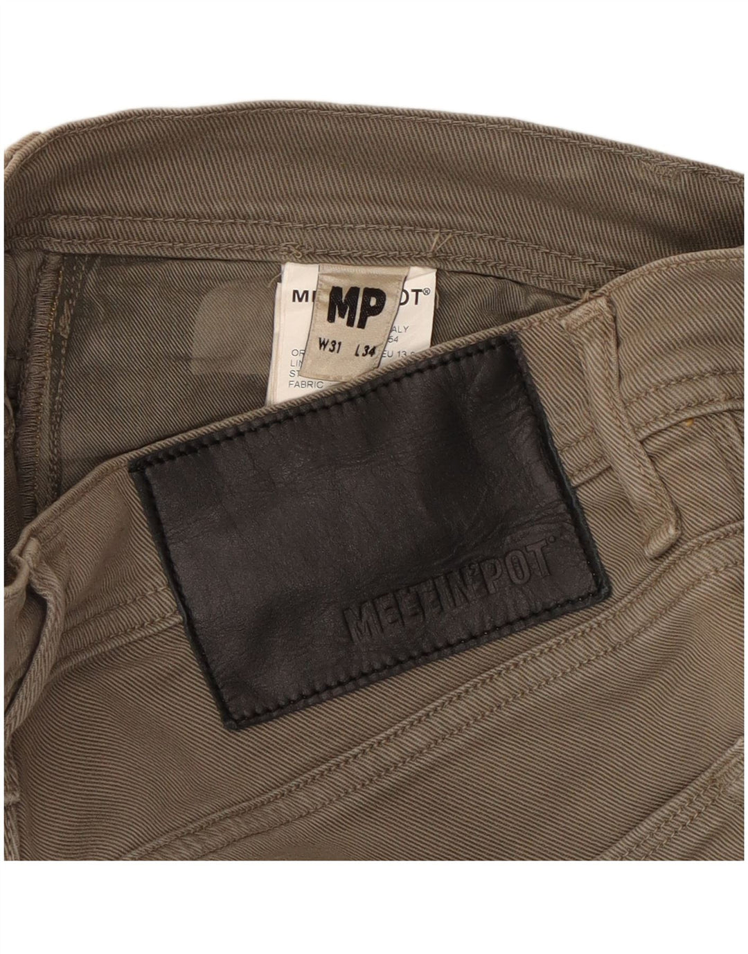MELTIN' POT Mens Slim Jeans W31 L34  Khaki Cotton