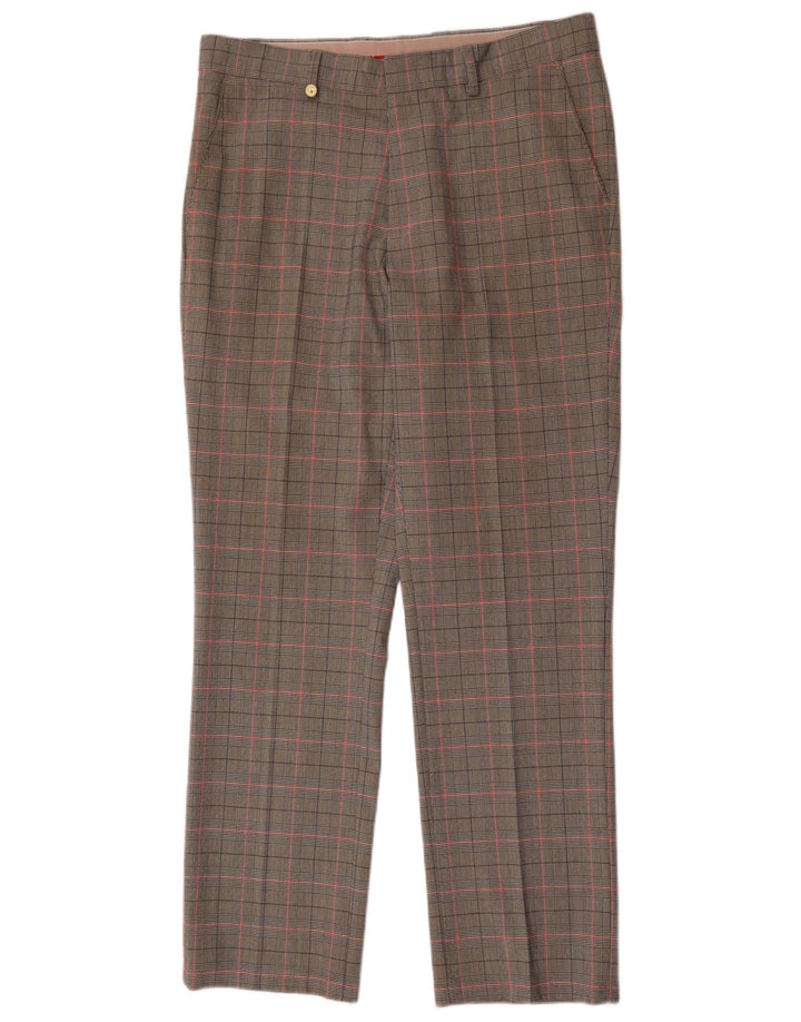Golfino Herren-Anzughose, gerade, W34, L31, grau kariertes Polyester