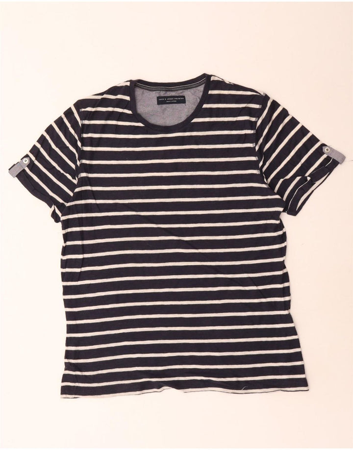 Jack & Jones Herren T-Shirt Top Large Marineblau gestreift