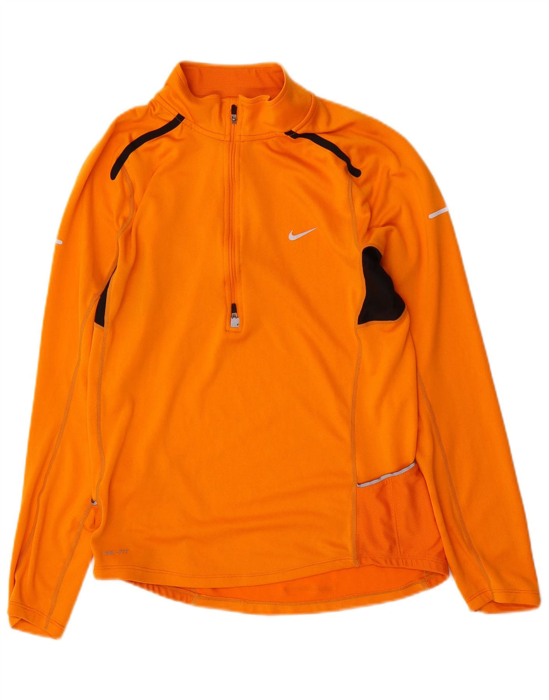 Nike Herren Dri Fit Pullover-Trainingsanzugoberteil mit Reißverschluss und mittlerem Orange-Farbblock
