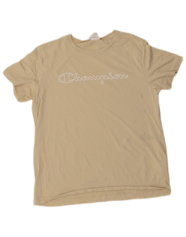 Champion Damen Grafik-T-Shirt-Oberteil UK 20 2XL Beige Baumwolle